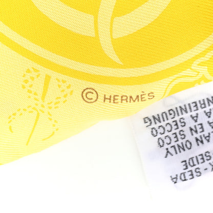 Hermes Silk Ex-Libris Les Parisie Twilly Jaune Soufre Gris 4 of 6