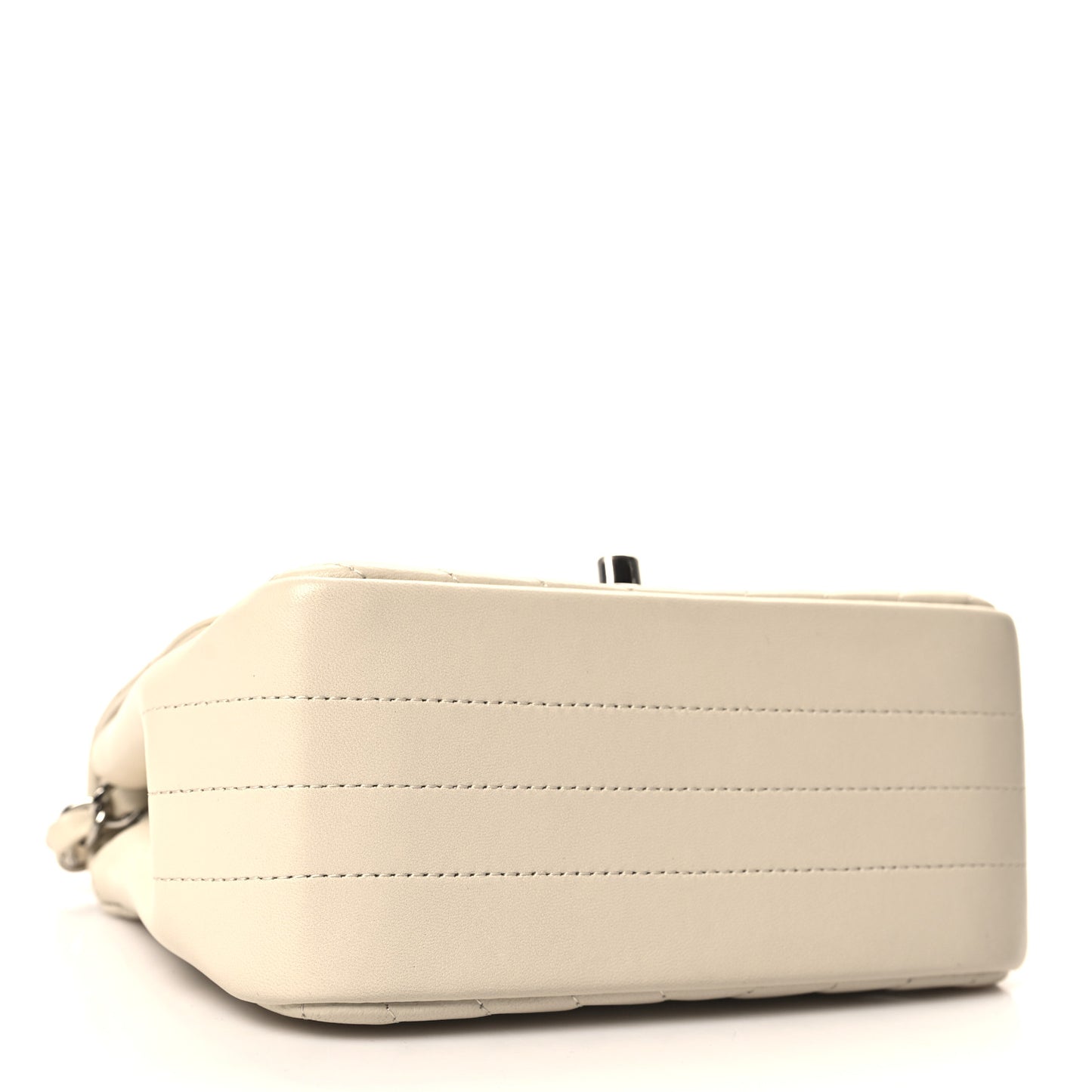 Lambskin Chevron Quilted Mini Square Flap White