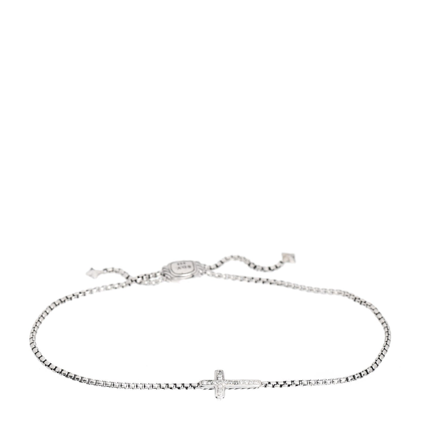 Sterling Silver Diamond Petite Pave Cross Bracelet