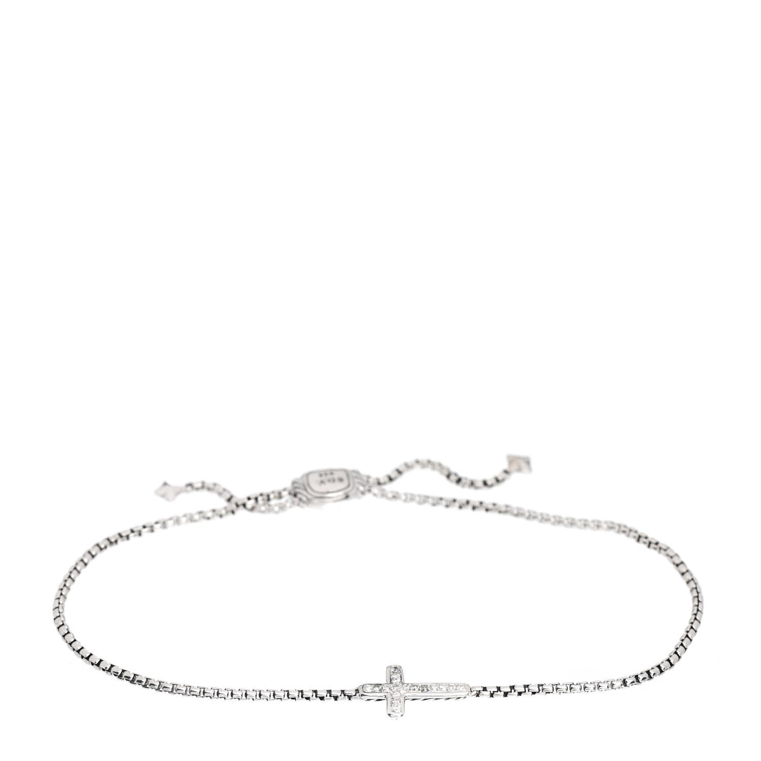 David Yurman Sterling Silver Diamond Petite Pave Cross Bracelet 1 of 4