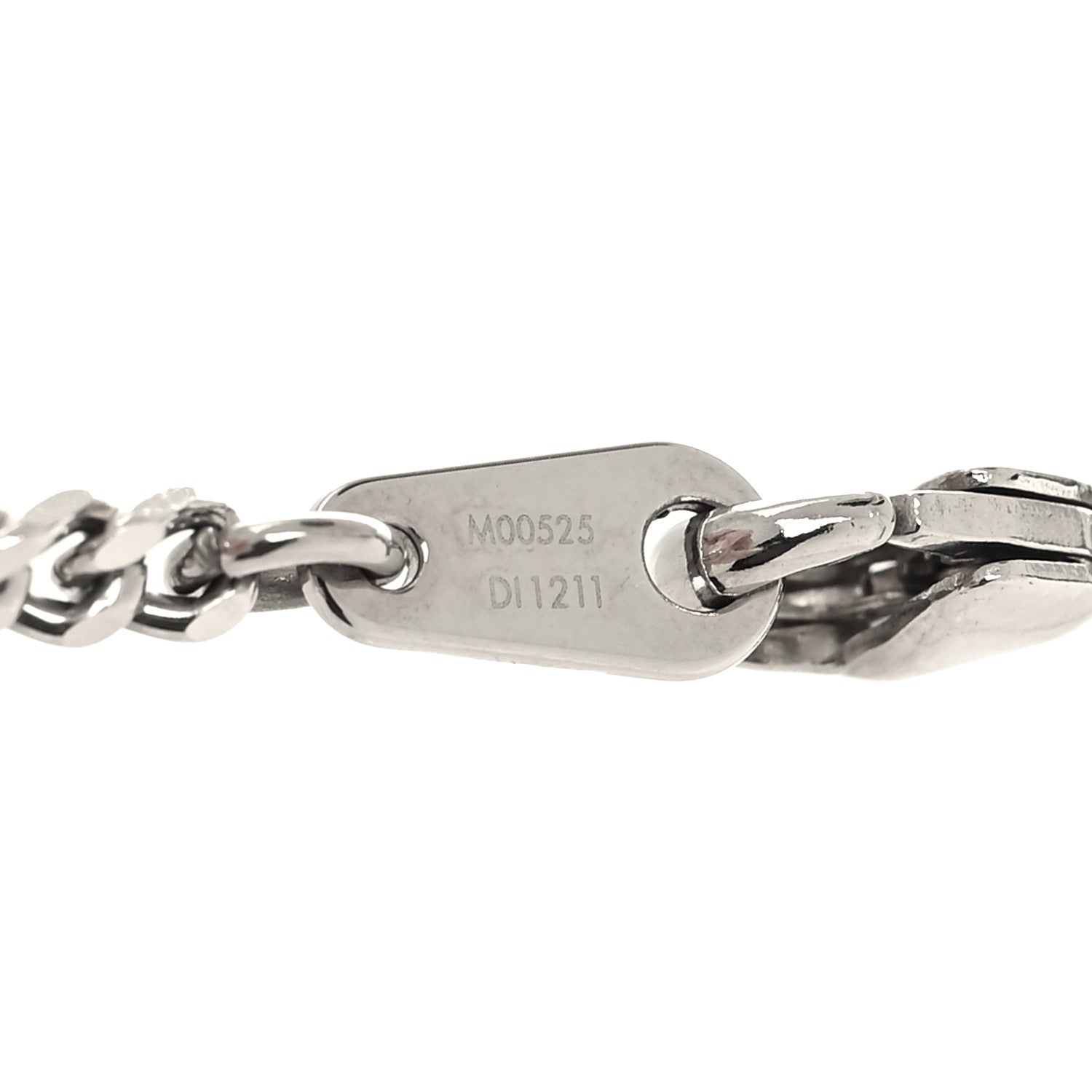 Louis Vuitton Monogram Lock Pendant Necklace Silver 6 of 7