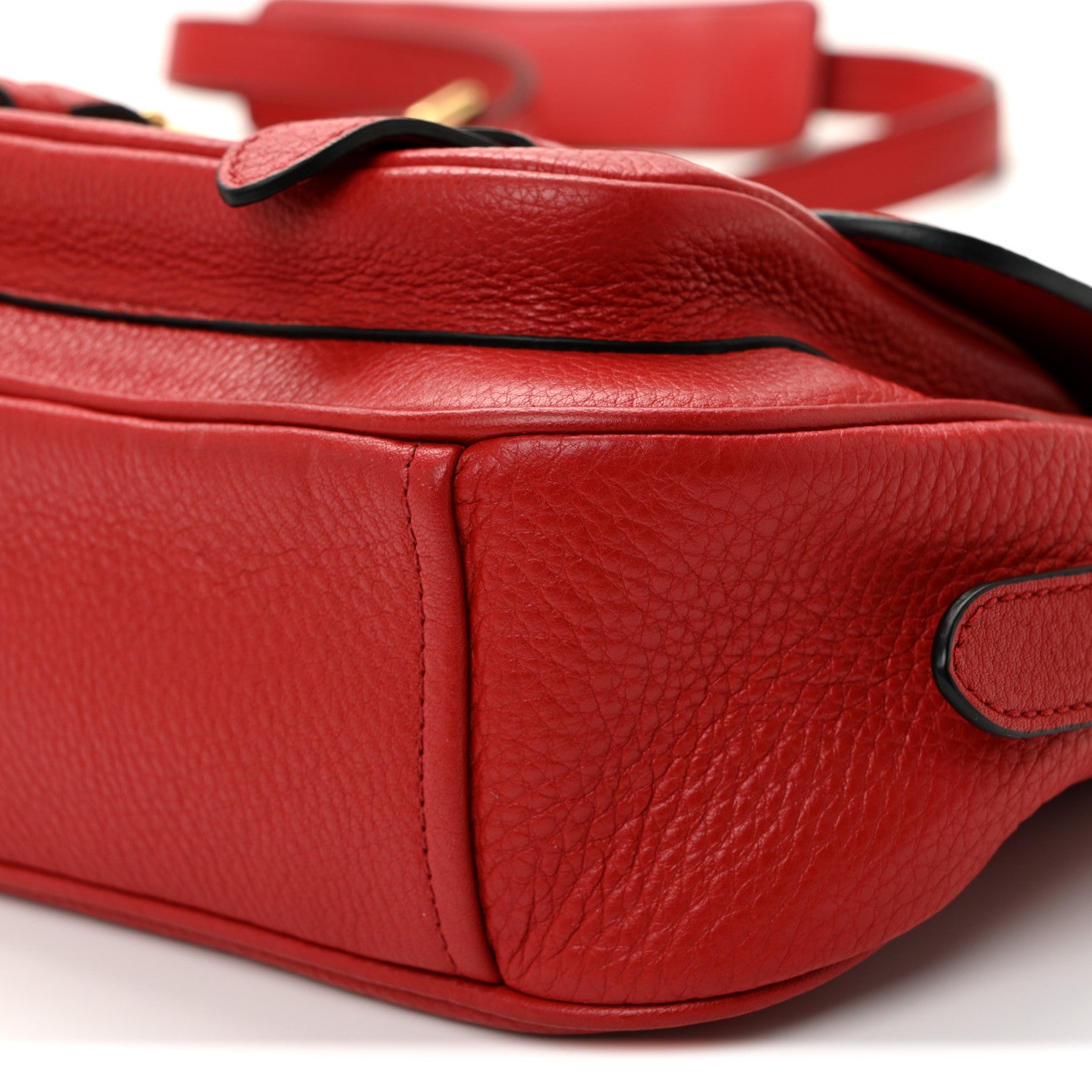 Prada Vitello Daino Double Buckle Messenger Bag Rosso 10 of 10