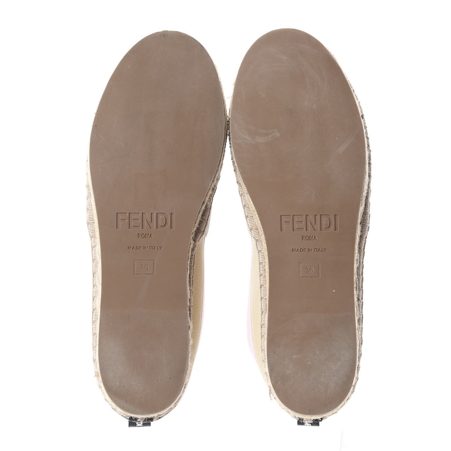 Fendi Canvas Mesh FF Colibri Espadrilles 36 Beige Tobacco Moro Lilac 7 of 7