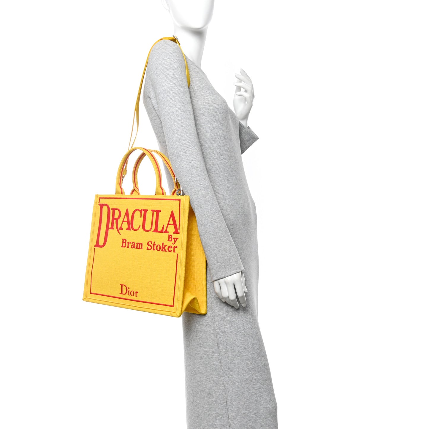 Canvas Embroidered Book Cover Medium Book Tote Yellow Red