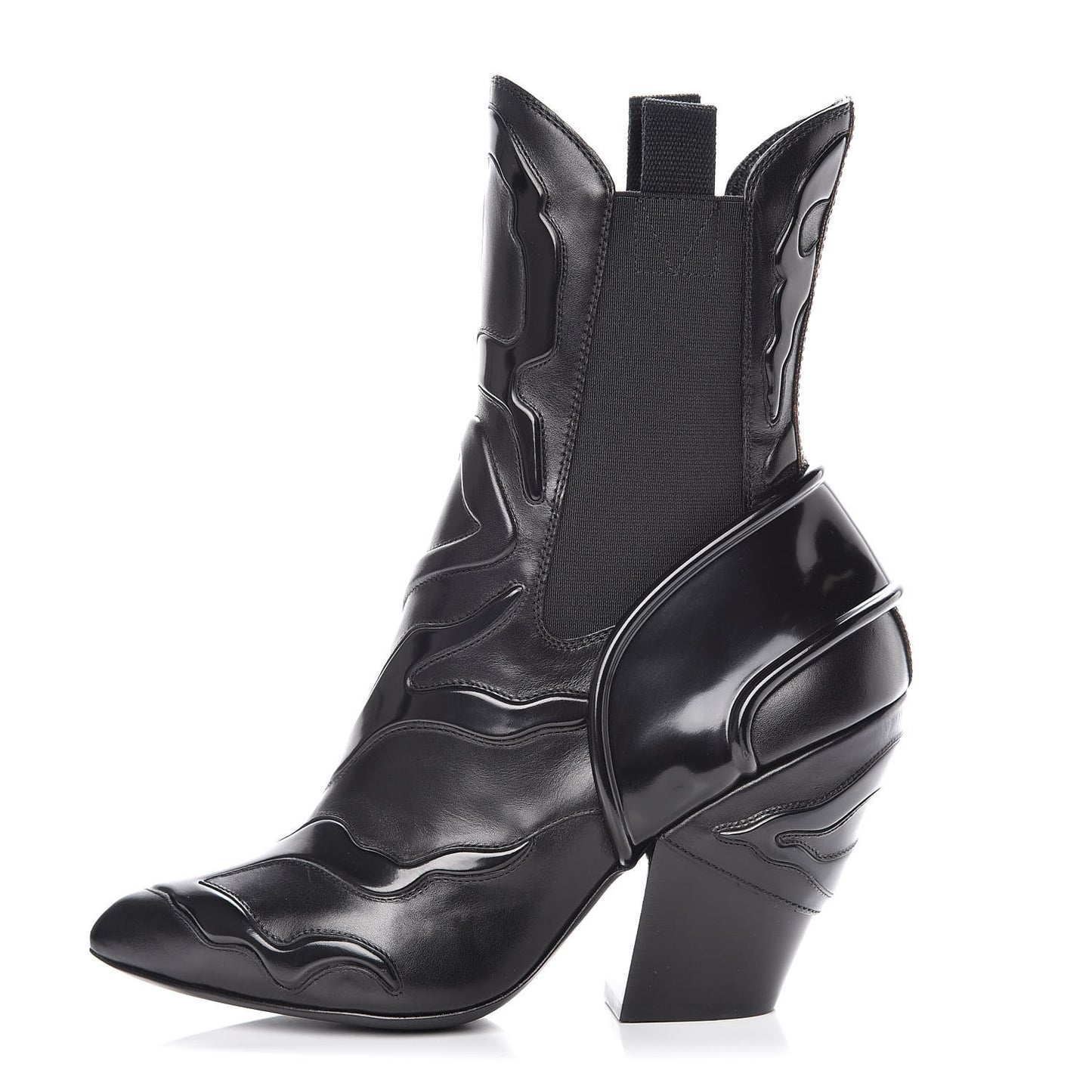 Calfskin Patent Monogram Fireball Ankle Boots 36.5 Black