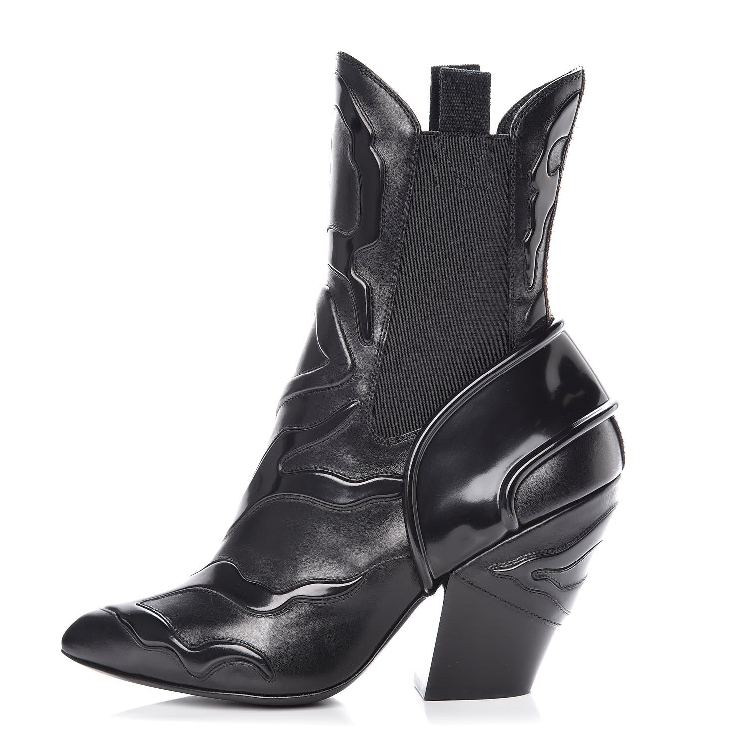 Louis Vuitton Calfskin Patent Monogram Fireball Ankle Boots 36.5 Black 1 of 9