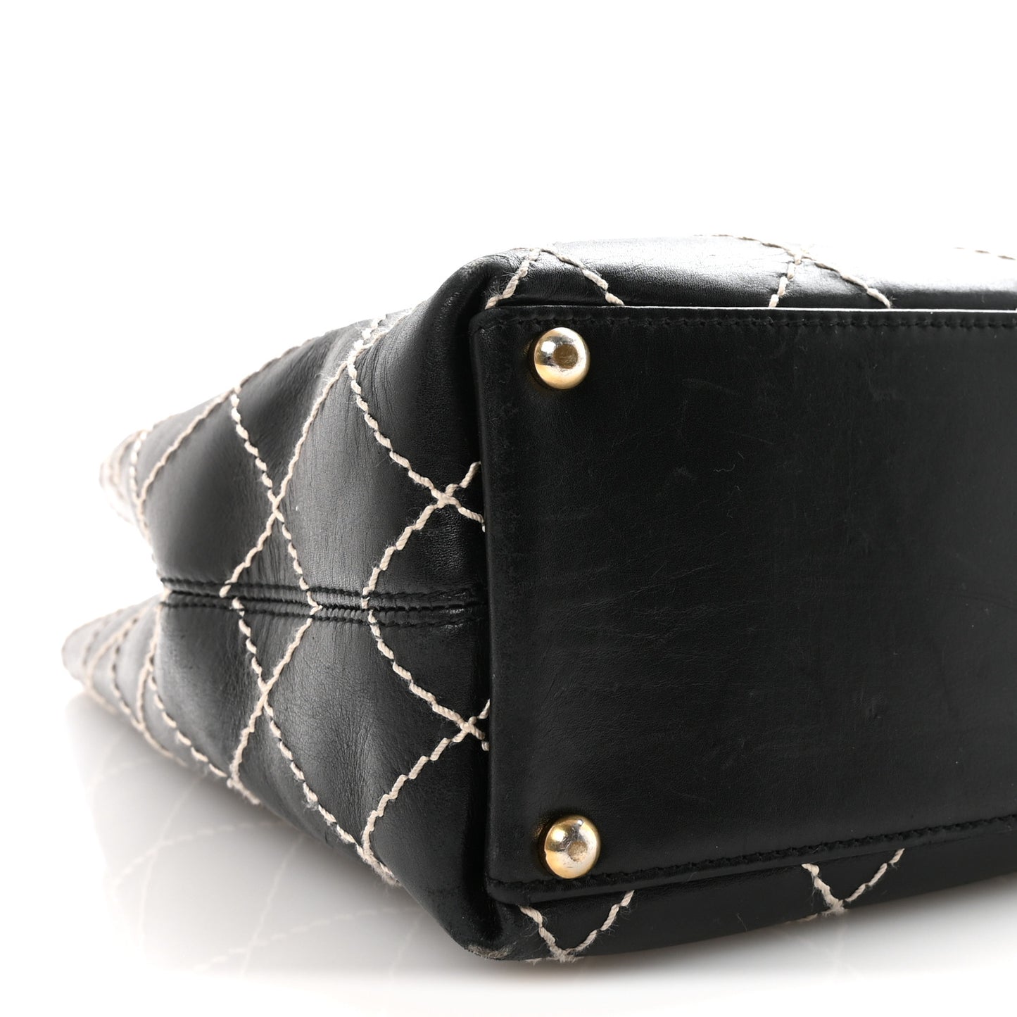 Calfskin Wild Stitch Large Tote Black