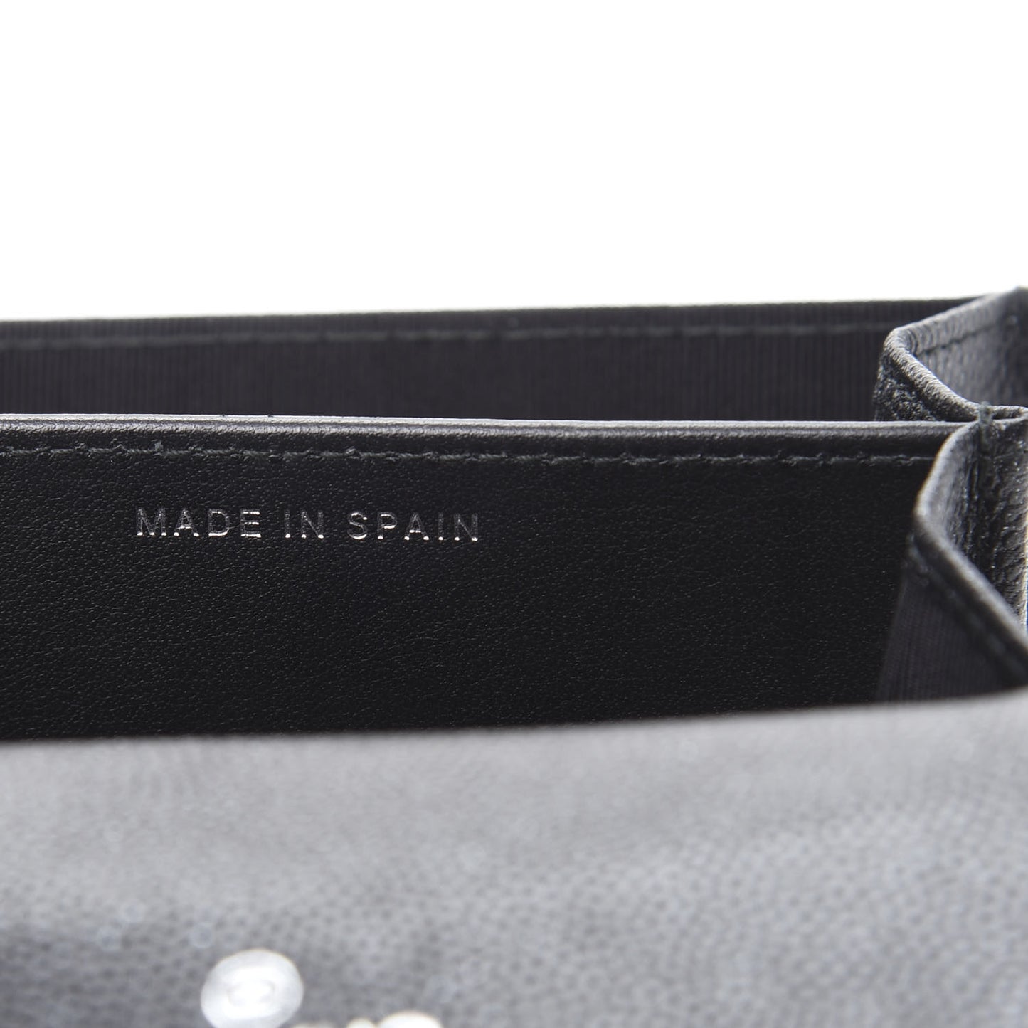 Iridescent Caviar Quilted Flap Card Holder Wallet Black