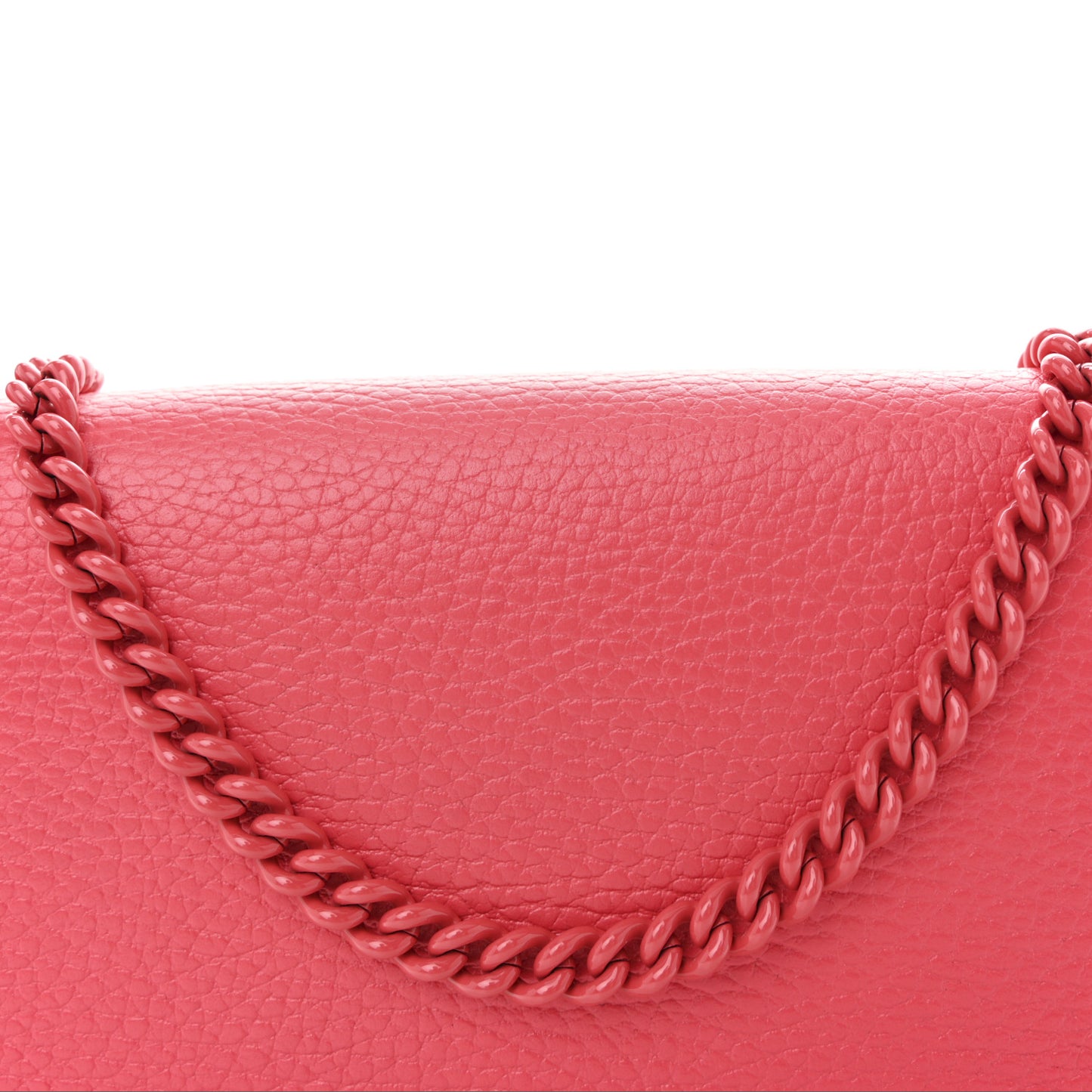 Dollar Calfskin Enamel Monochrome Mini GG Marmont Chain Wallet Runway Coral