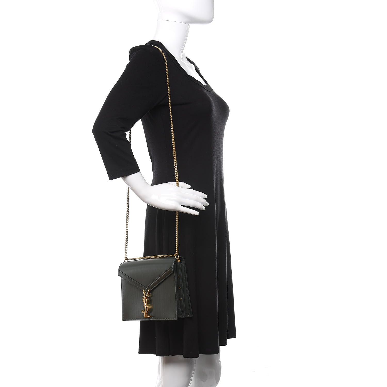 Saint Laurent Smooth Calfskin Monogram Cassandra Clasp Bag Dark Green 2 of 10