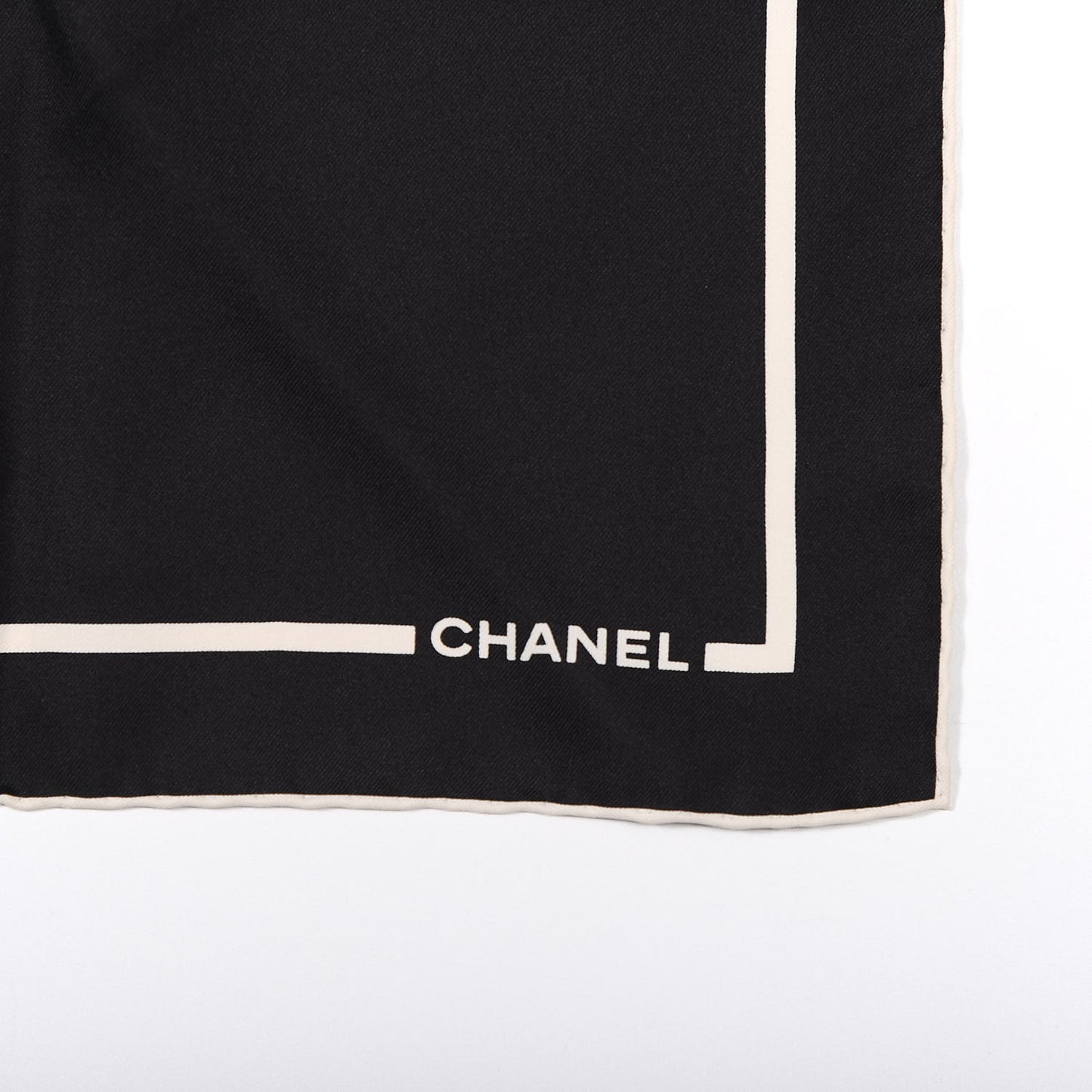 Silk CC Logo Stripe Scarf Black White