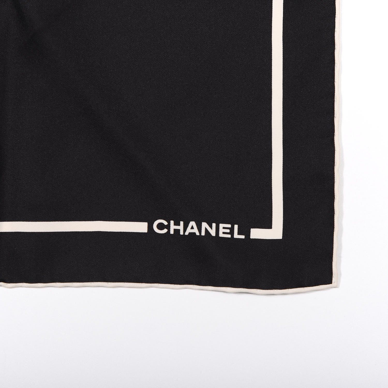 Chanel Silk CC Logo Stripe Scarf Black White 4 of 5