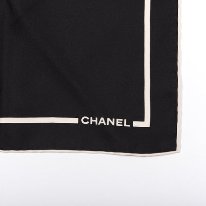 Chanel Silk CC Logo Stripe Scarf Black White 4 of 5