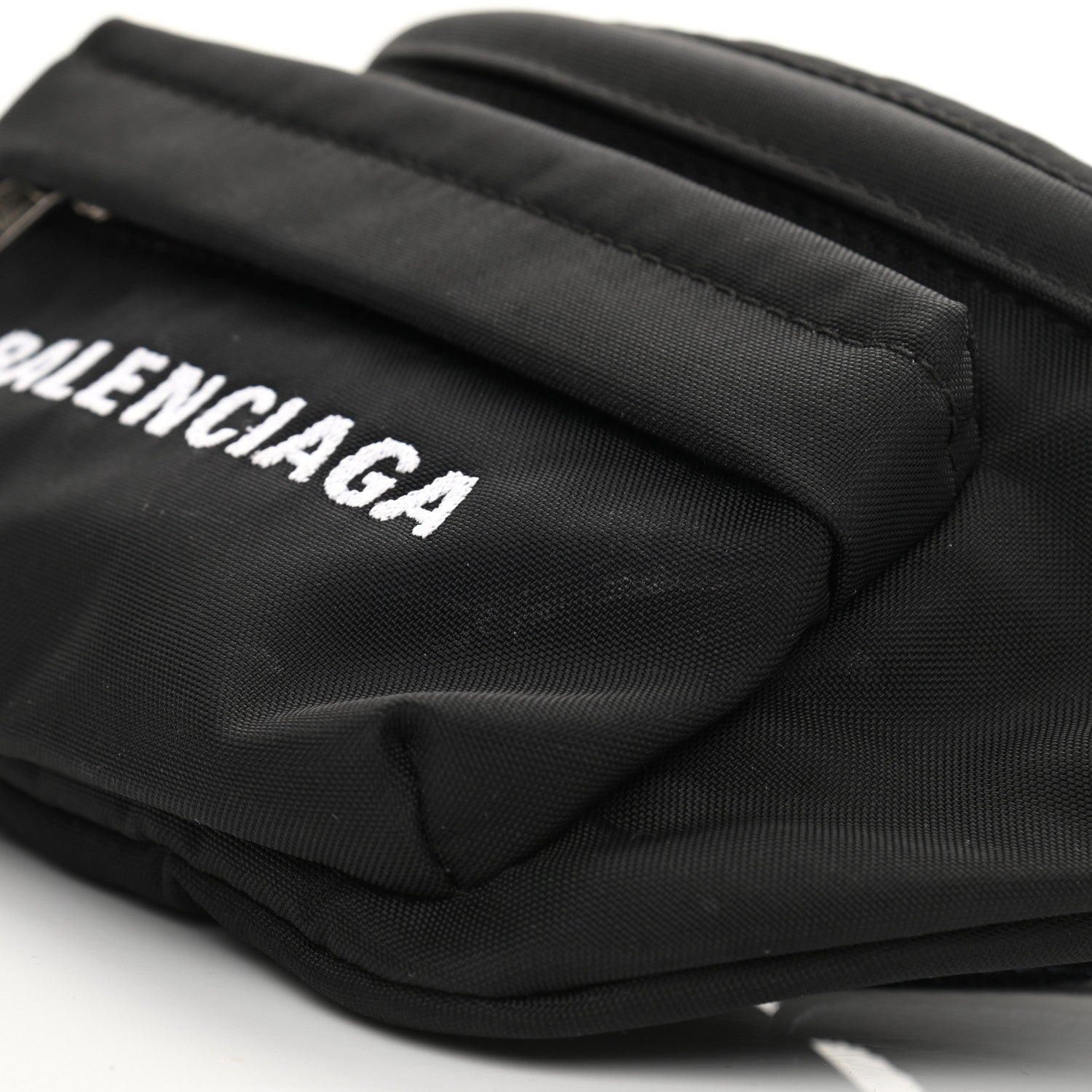 Balenciaga Sport Nylon Logo Embroidered Wheel Belt Bag Black White 9 of 10