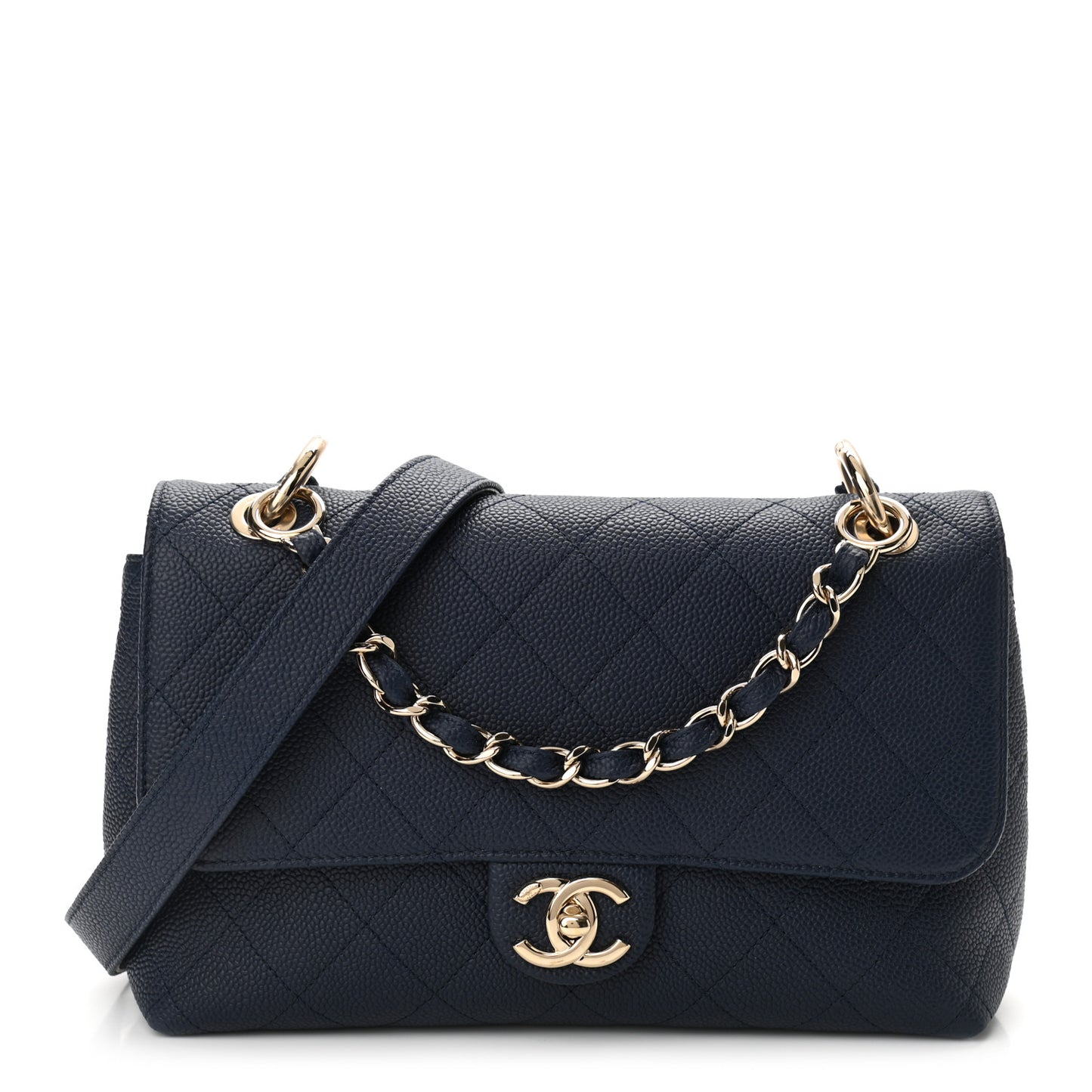 Caviar Quilted City Walk Flap Navy Blue