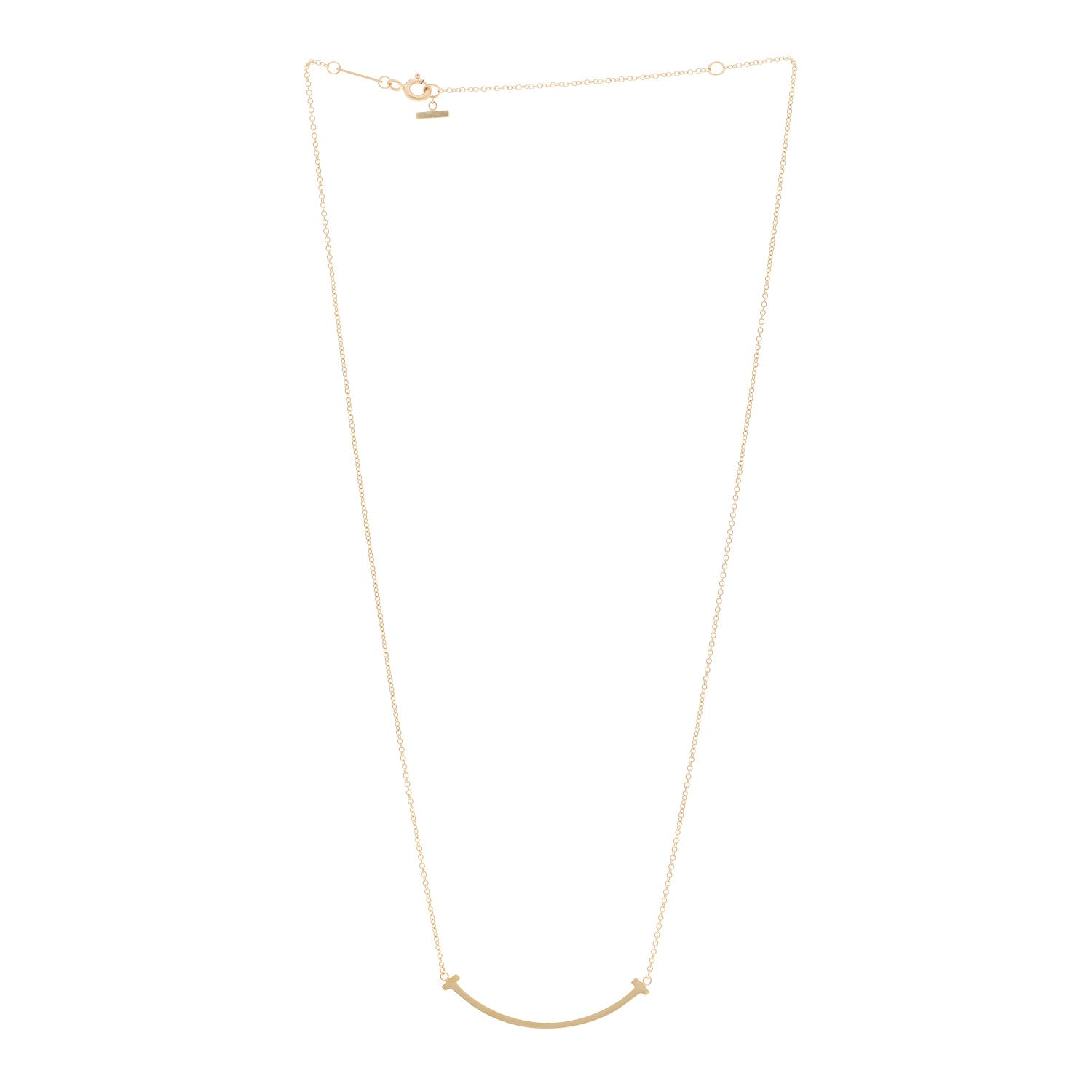 Tiffany 18K Yellow Gold Small T Smile Pendant Necklace 3 of 5