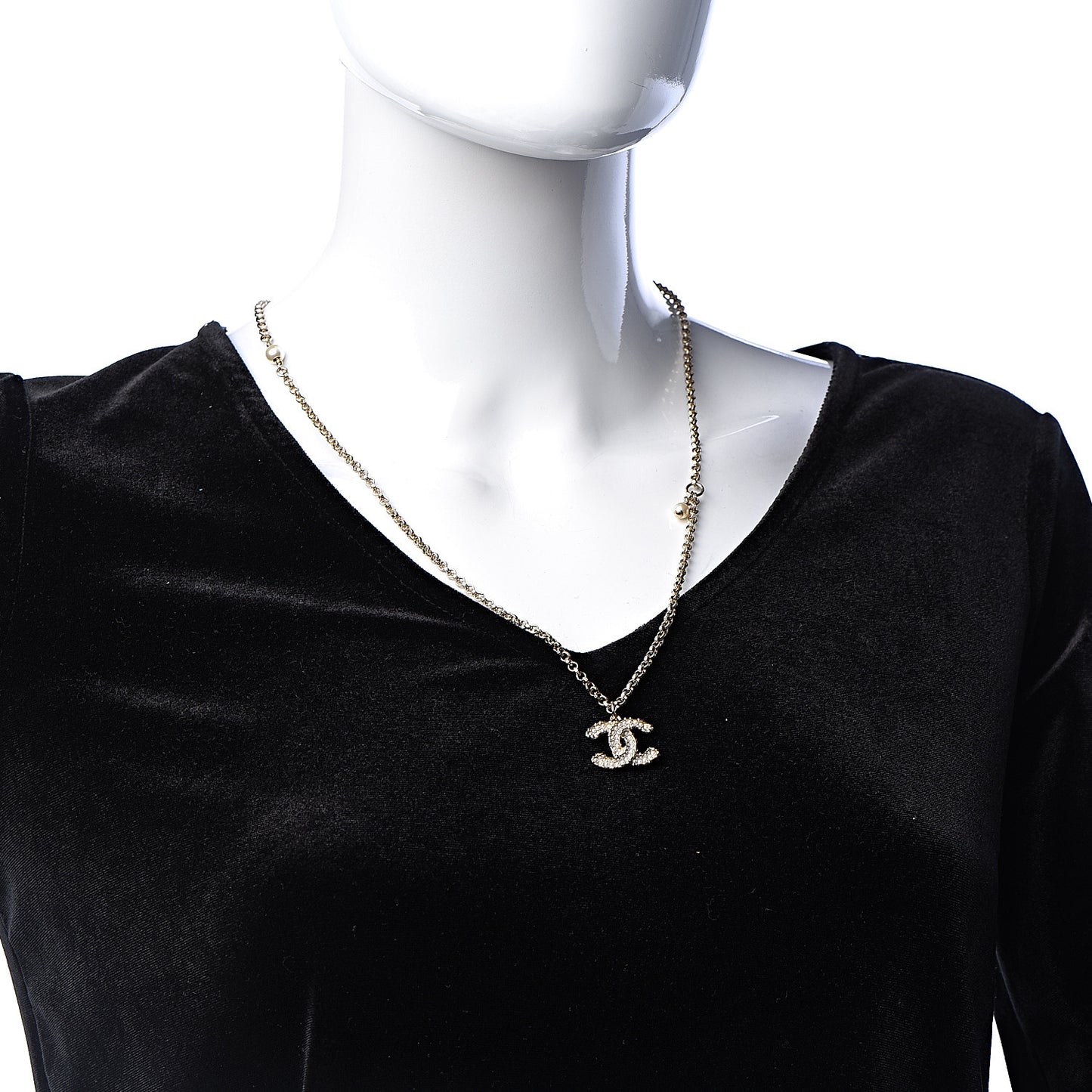 Pearl CC Pendant Necklace Golden Pearly White