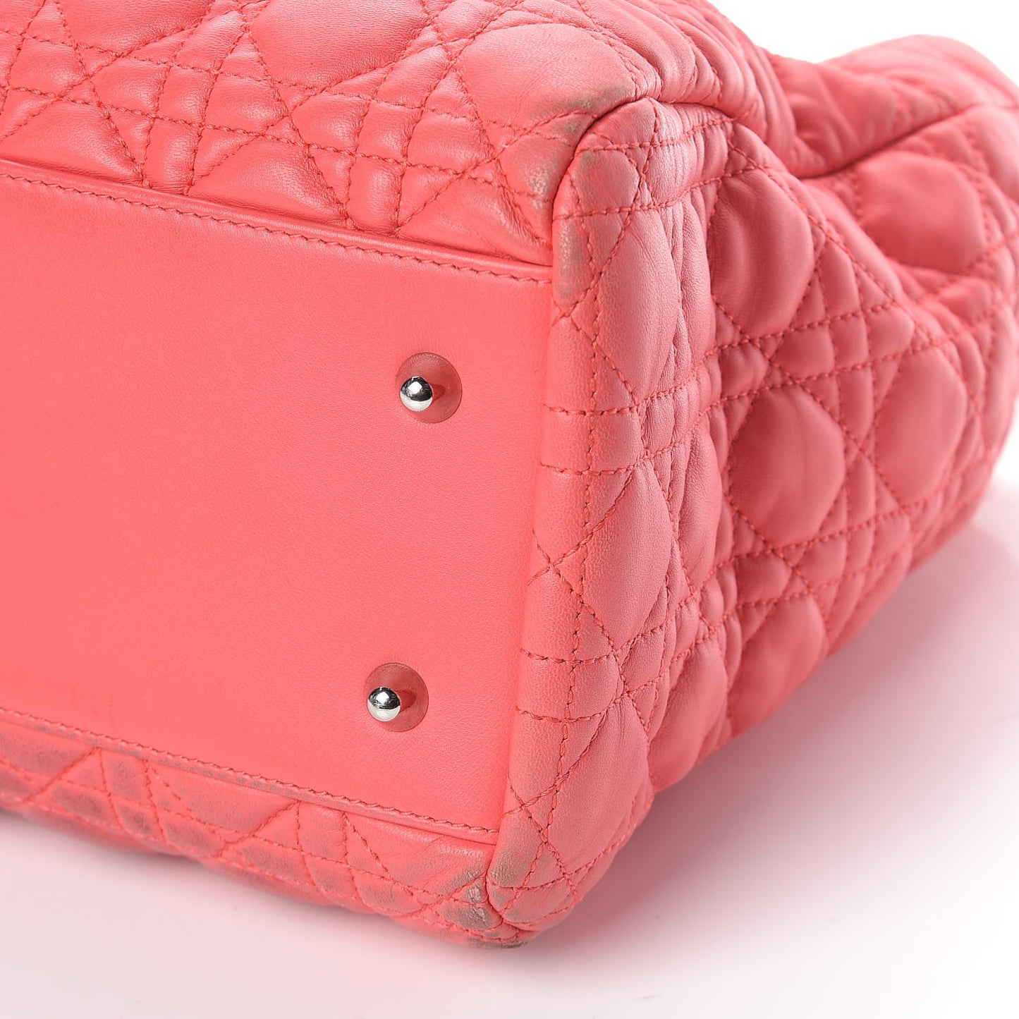 Lambskin Cannage Large Dior Soft Shopping Tote Coral