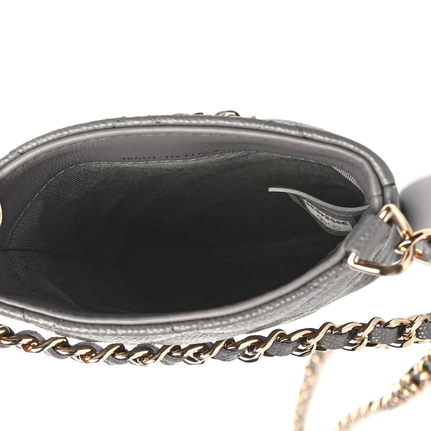 Chanel Caviar Quilted French New Wave Phone Holder With Chain Grey 4 of 4