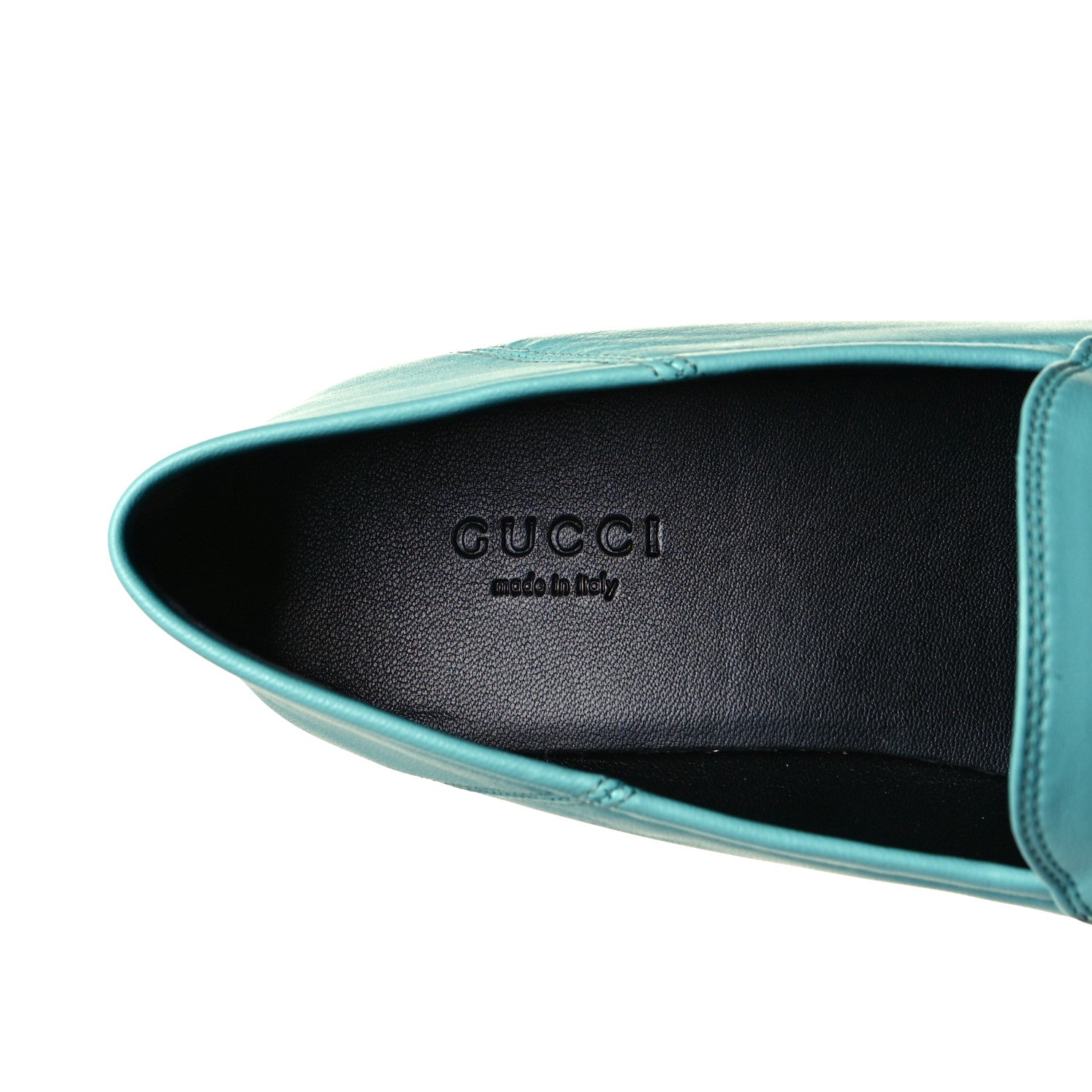 Gucci Lambskin Womens Brixton Horsebit Loafers 37.5 New Acquamarine 6 of 9