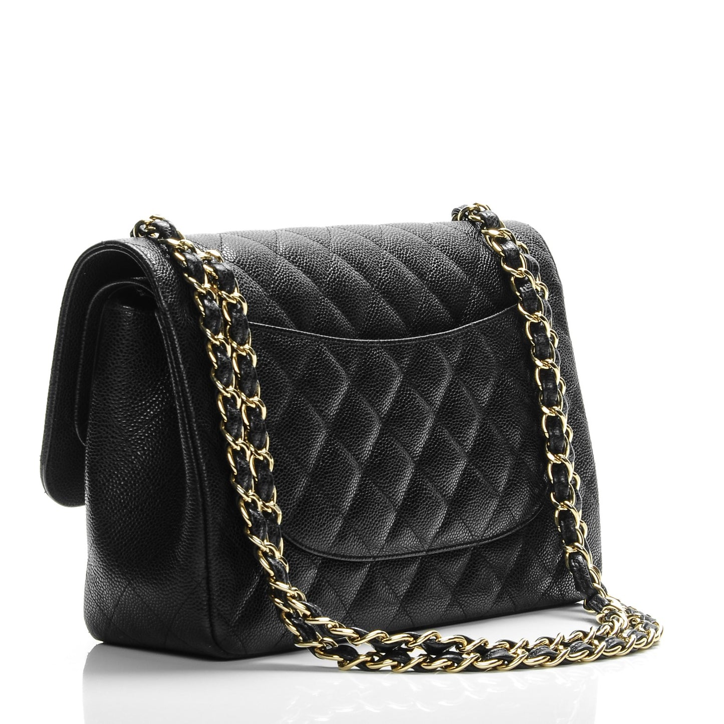 Caviar Quilted Jumbo Double Flap Black