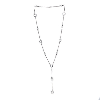 Tiffany Sterling Silver Pearl Cushion Lariat Necklace 2 of 5
