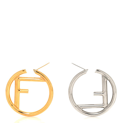 Fendi Metal FF Hoop Earrings Gold Silver 3 of 4
