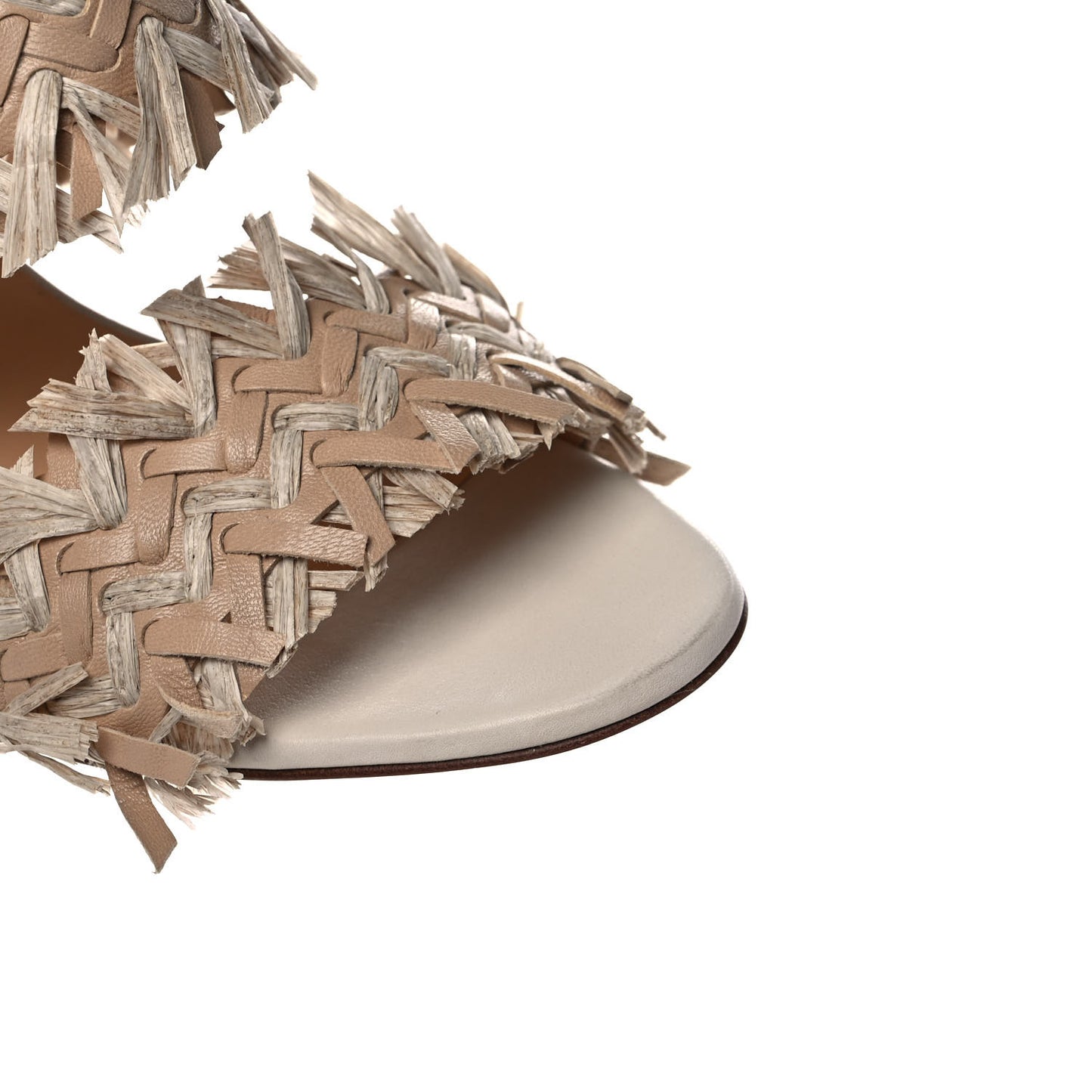 Nappa Raffia Fringe Meroine 85 Sandals 37.5 Beige
