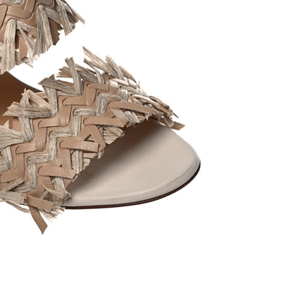 Christian Louboutin Nappa Raffia Fringe Meroine 85 Sandals 37.5 Beige 8 of 9