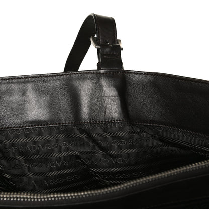 Prada Tessuto Nylon Soft Calfskin Tote Dark Brown 21 of 21