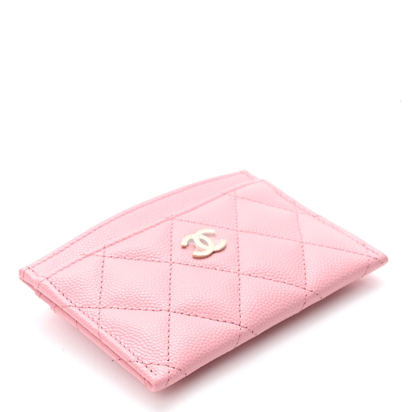 Caviar Quilted Card Holder Pink
