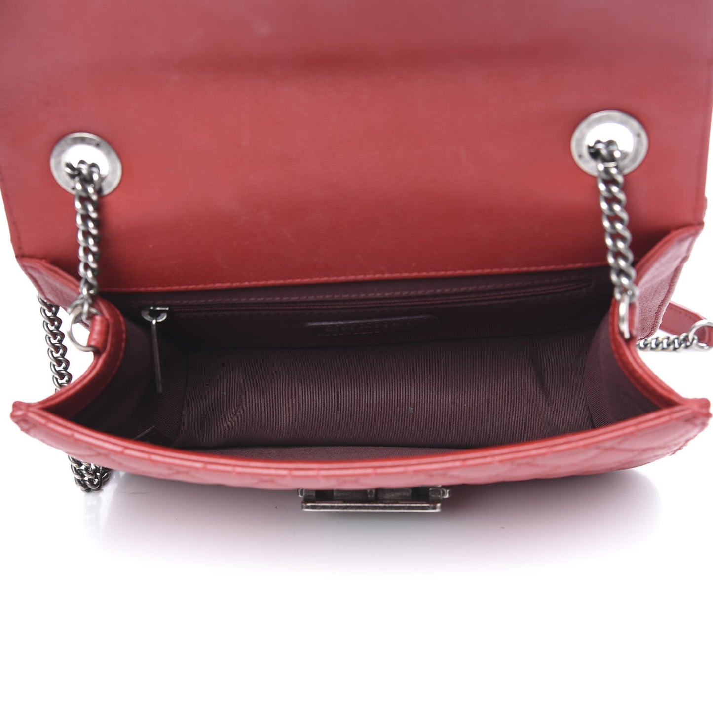 Goatskin Quilted Small CC University Top Handle Flap Red