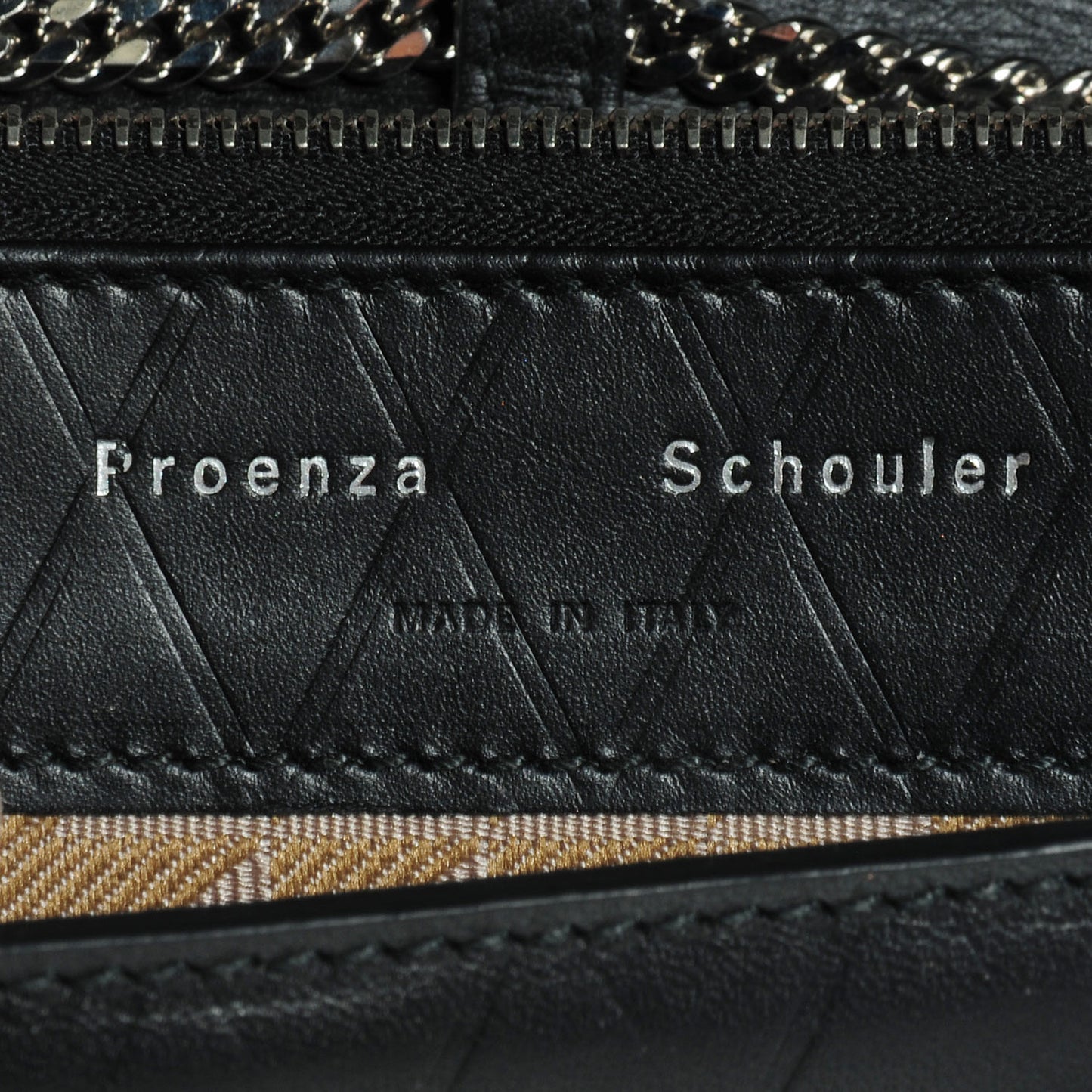 Calfskin Embossed Crosshatch PS11 Chain Wallet Black
