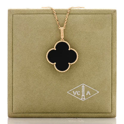 Van Cleef & Arpels 18K Yellow Gold Black Onyx Magic Alhambra Pendant Necklace 4 of 4