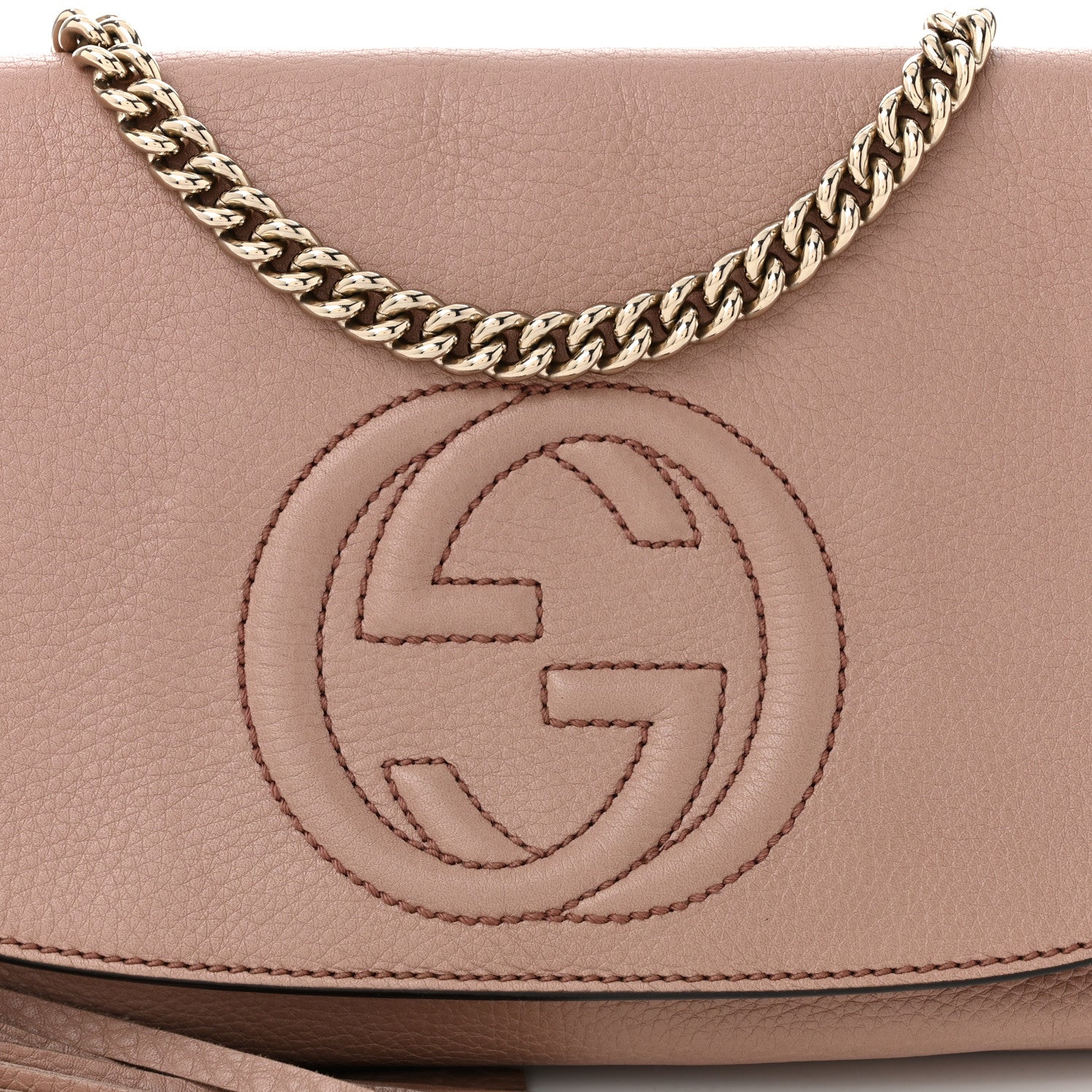 Gucci Pebbled Calfskin Medium Soho Flap Crossbody Pale Pink 8 of 11
