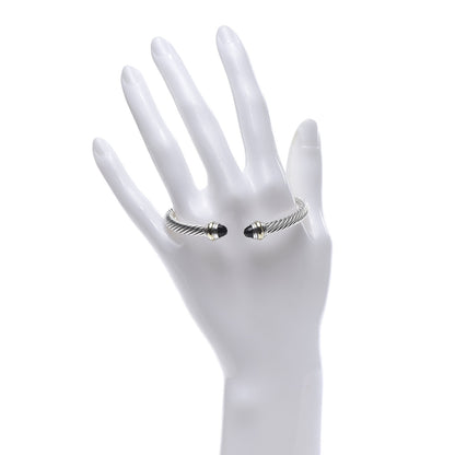 David Yurman Sterling Silver 14K Yellow Gold Black Onyx 5mm Cable Classics Bracelet 2 of 5