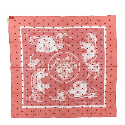Hermes Silk Mousseline Sequin Ex Libris Au Pois Couture Rouge Vif Orange 1 of 4