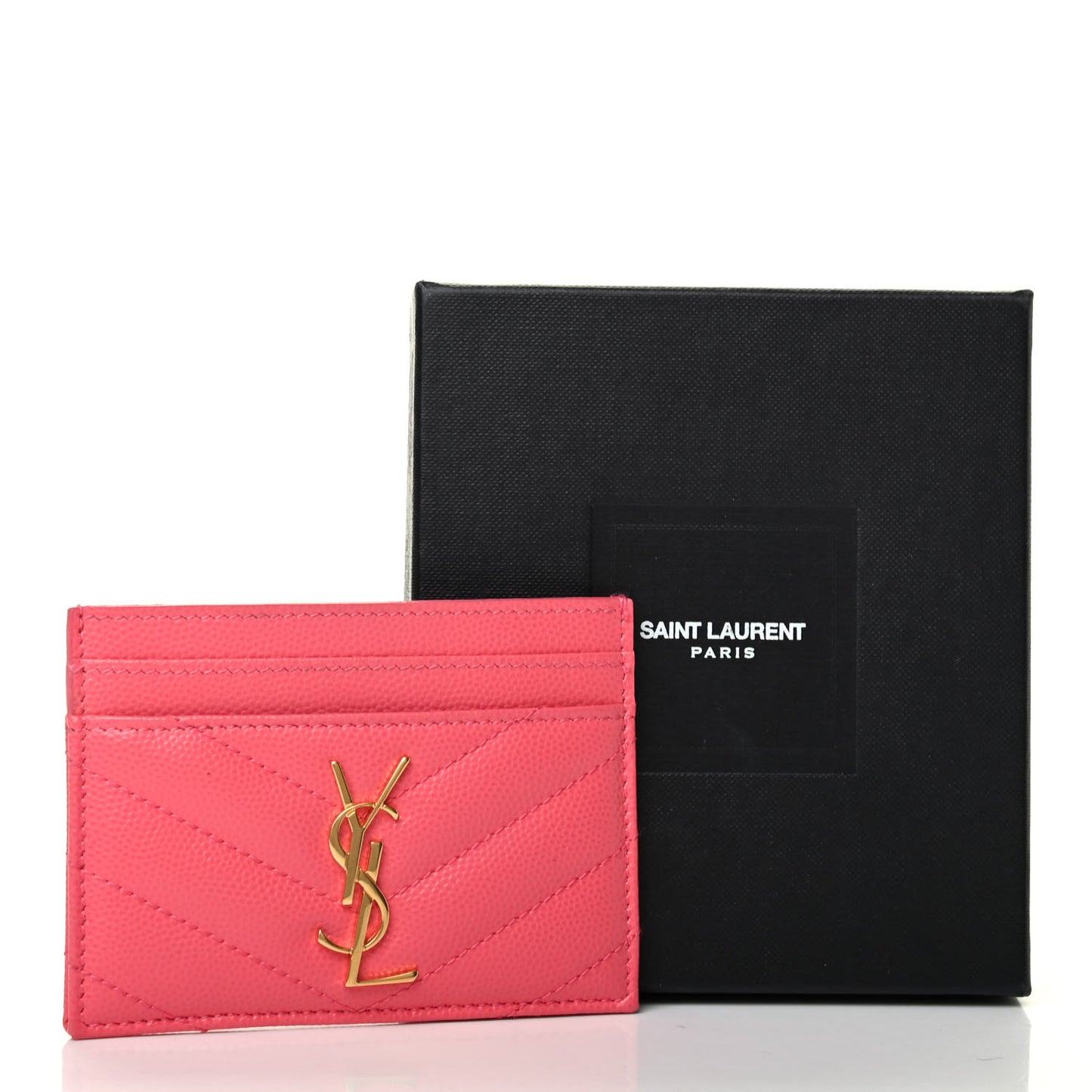 Grain De Poudre Matelasse Chevron Monogram Credit Card Case Pink