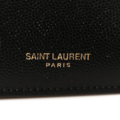 Saint Laurent Grain De Poudre Matelasse Chevron Monogram Compact Tri Fold Wallet Black 7 of 9