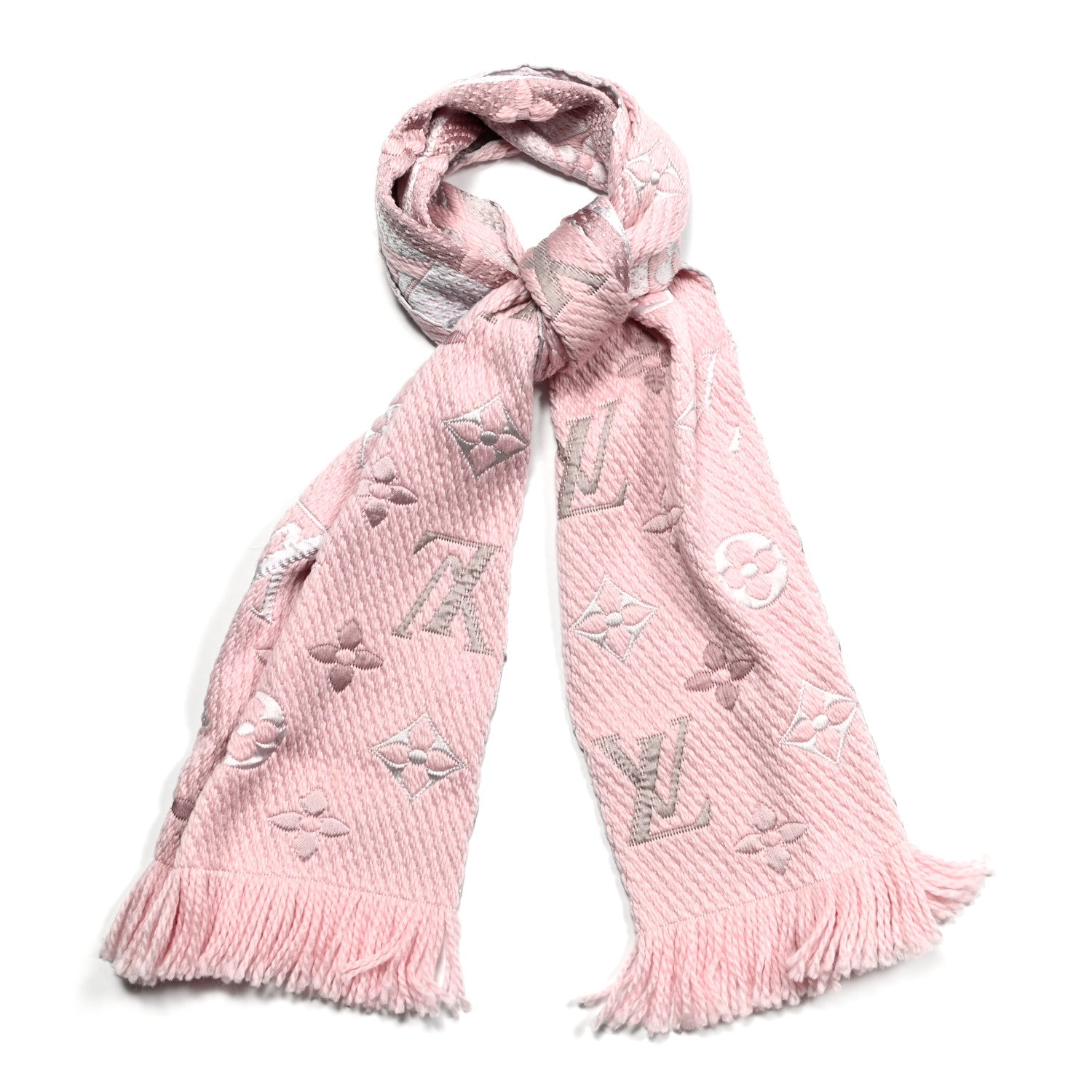 Louis Vuitton Wool Silk Logomania Rainbow Scarf Crystal Pink 1 of 4