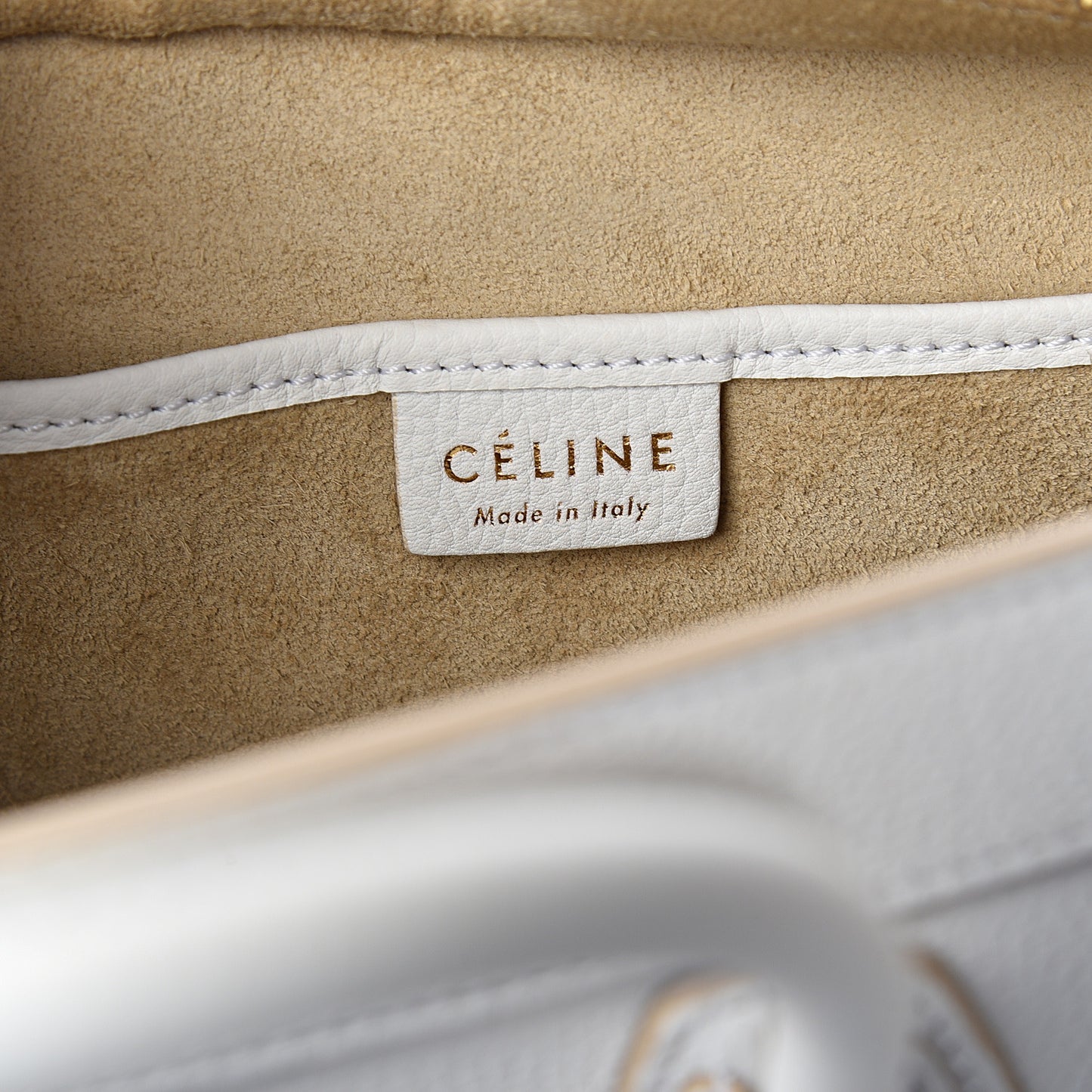 Drummed Calfskin Nano Luggage Optic White