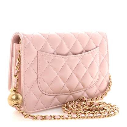 Chanel Lambskin Quilted CC Pearl Crush Wallet on Chain WOC Light Pink 3 of 12