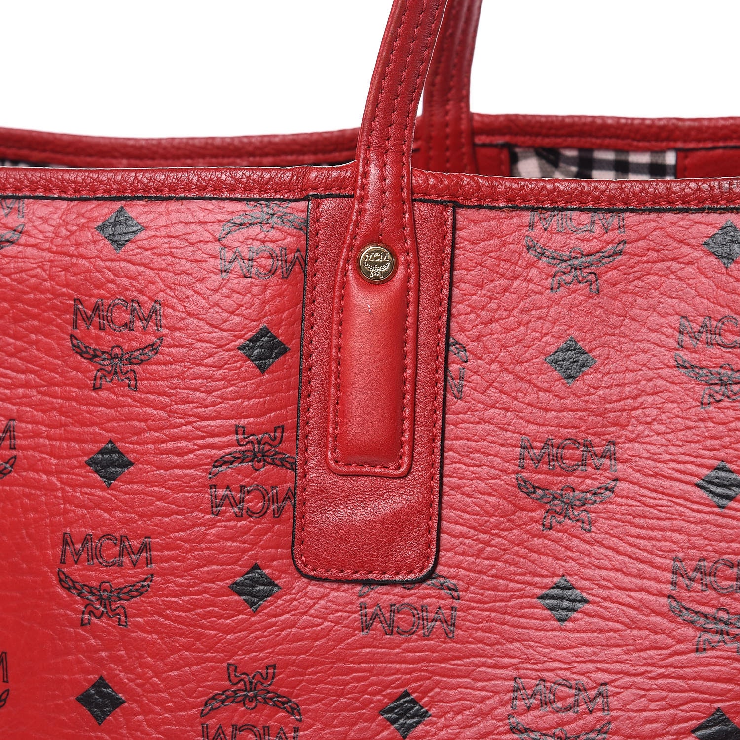 MCM Visetos Large Liz Reversible Shopper Tote Ruby Red 16 of 22