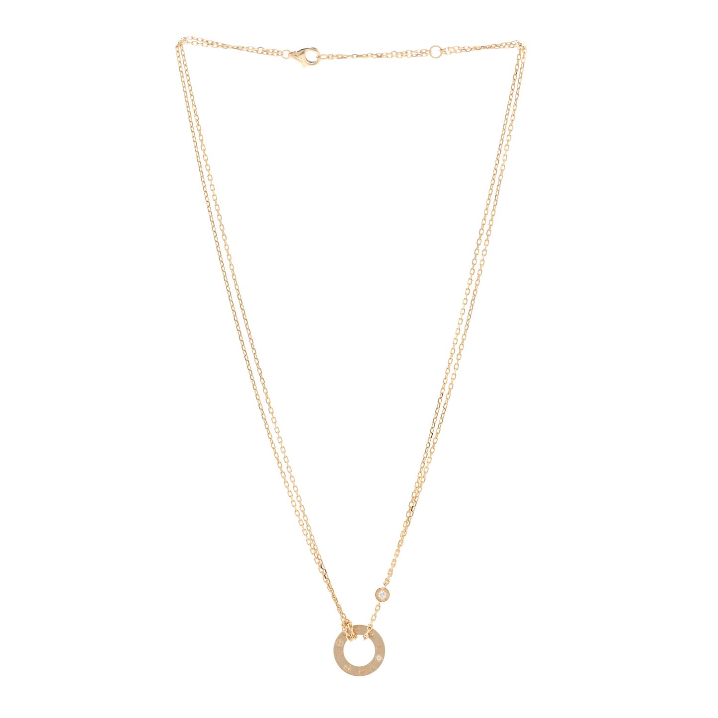 18K Yellow Gold 2 Diamond LOVE Necklace