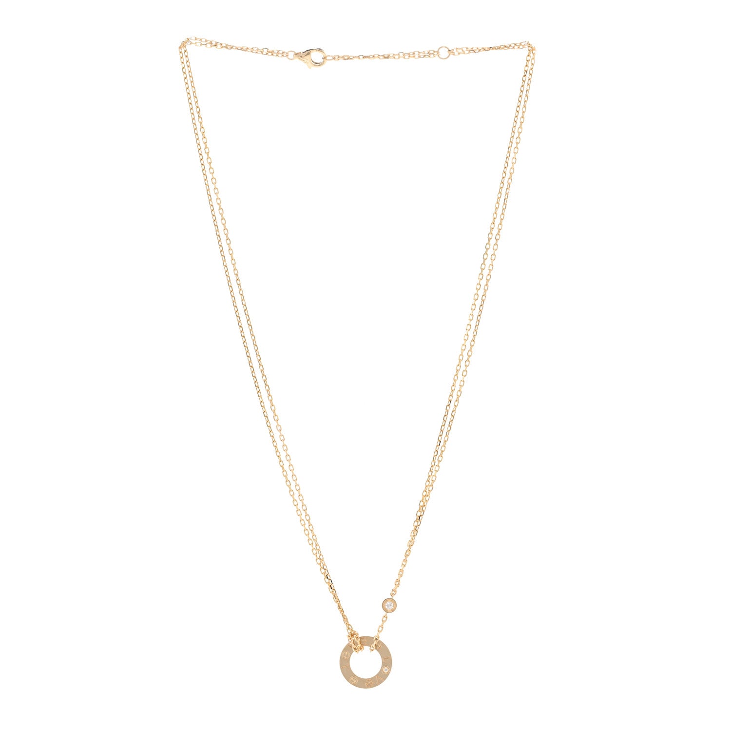 Cartier 18K Yellow Gold 2 Diamond LOVE Necklace 3 of 4