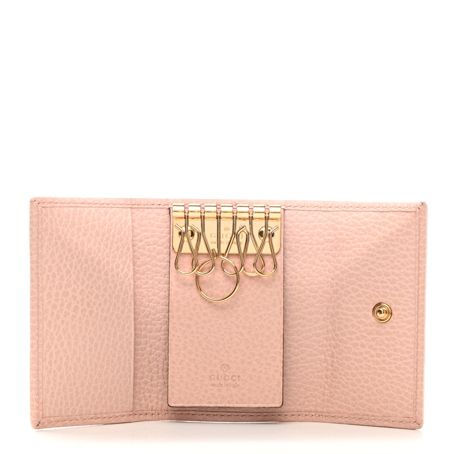 Dollar Calfskin GG Marmont 6 Key Holder Perfect Pink