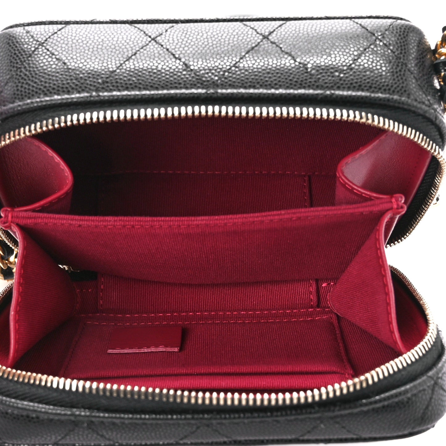 Caviar Quilted Twist Your Buttons Clutch With Chain Black
