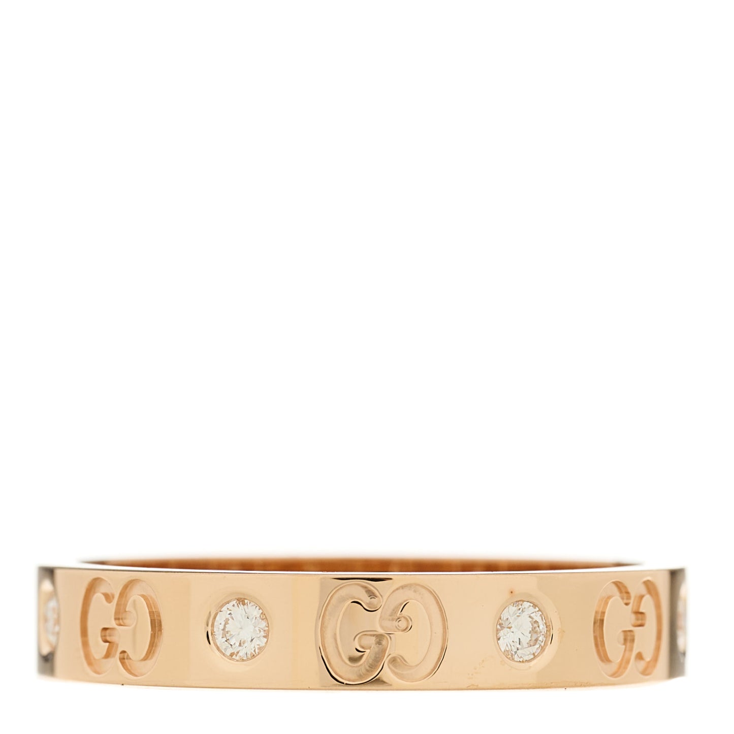 18K Rose Gold Diamond Icon Band Ring 62 10