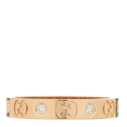 Gucci 18K Rose Gold Diamond Icon Band Ring 62 10 3 of 4