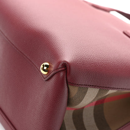 Burberry Grainy Calfskin House Check Medium Banner Tote Crimson 11 of 11